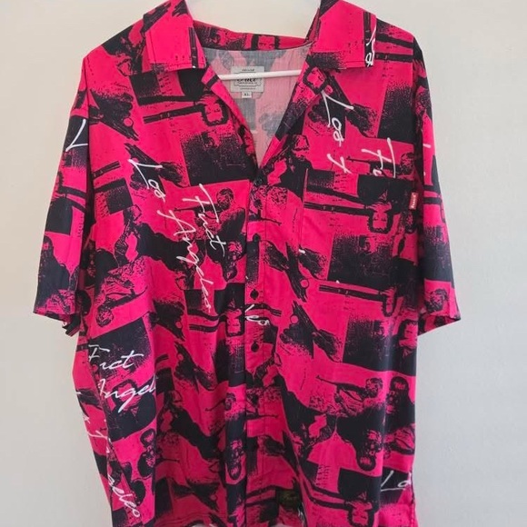 FUCT Pink and Black Graphic button down - Picture 1 of 3